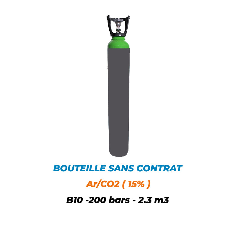 2-8B10C1523B-BOUTEILLE PLEINE B10 SANS CONTRAT -Argon/CO2 (15%) -2,3m3 -200 Bar- 10L - Gaz Industrie Solutions