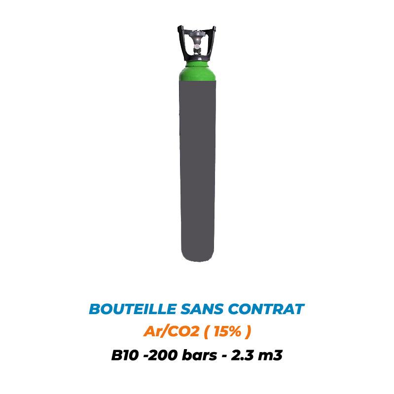 2-8B10C1523B-BOUTEILLE PLEINE B10 SANS CONTRAT -Argon/CO2 (15%) -2,3m3 -200 Bar- 10L - Gaz Industrie Solutions