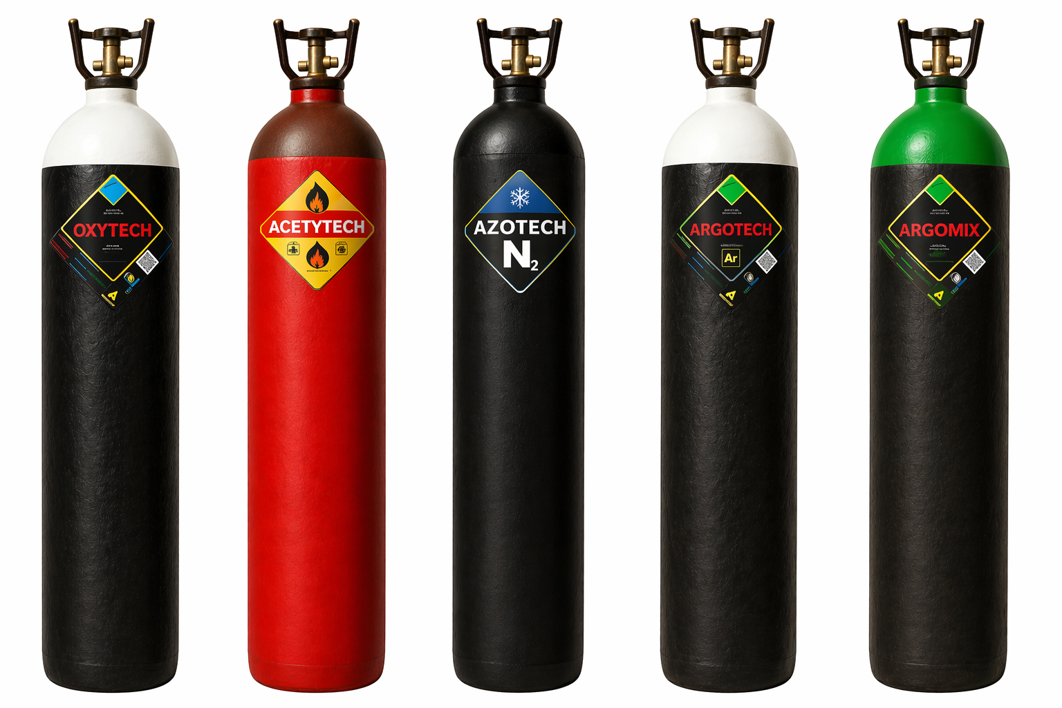 Bouteille de Gaz Vide sans contrat, Rechargeable B20 à B50 - ARGON, ARGON/CO2, OXYGÈNE, ACÉTYLÈNE, AZOTE - Emballage Haute Pression Professionnel