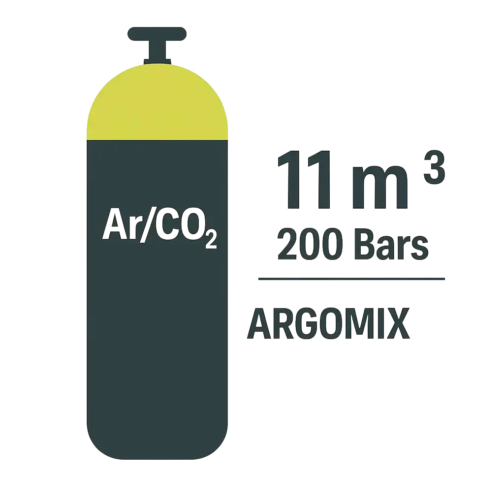 RECHARGE B50 TOUTE MARQUES GAZ Argon/CO2 -15%-11,3m3- 200 Bars-50L