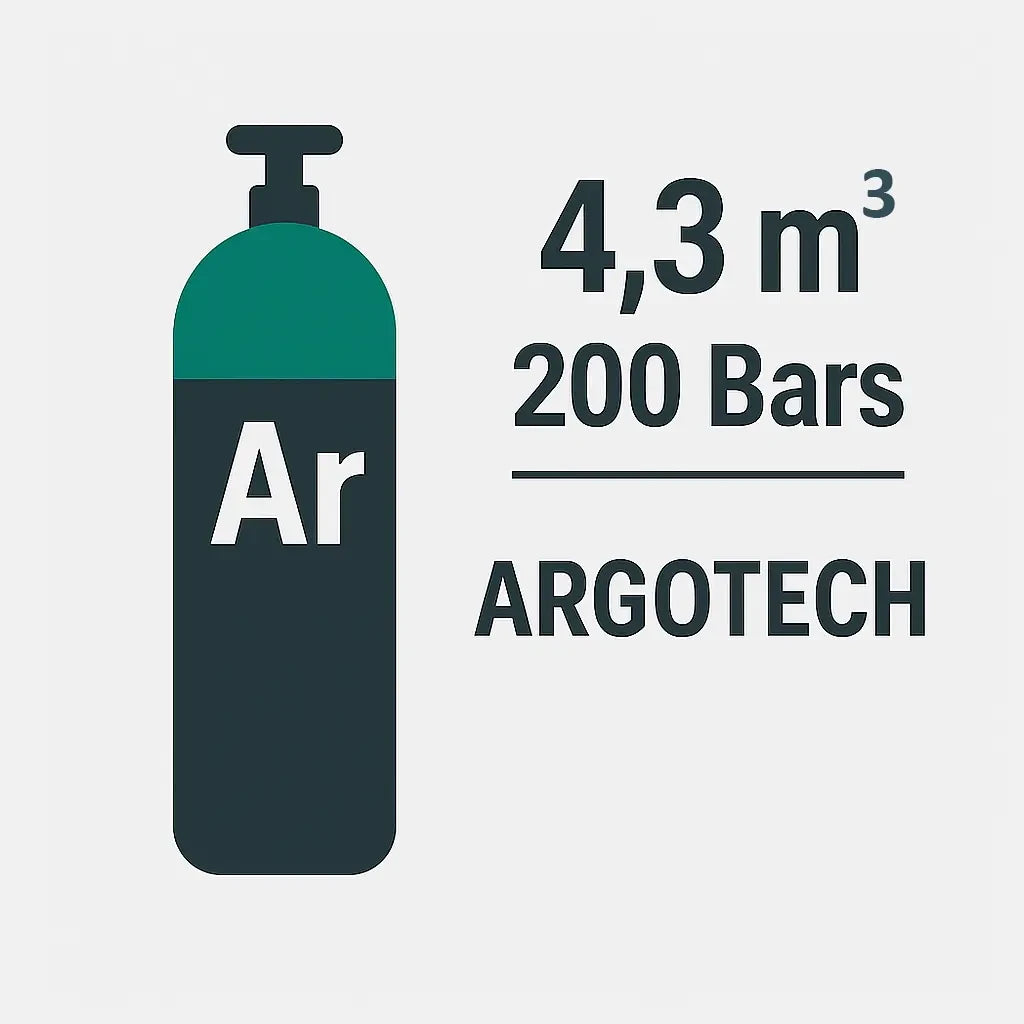 RECHARGE B20 TOUTE MARQUES GAZ Argon -4.3 m3- 200 Bars-20L