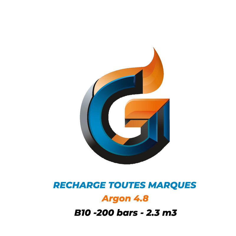 1-3B10AR23R-RECHARGE TOUTE MARQUES GAZ Argon 4.8 -2,3m3-200 Bar-10L - Gaz Industrie Solutions