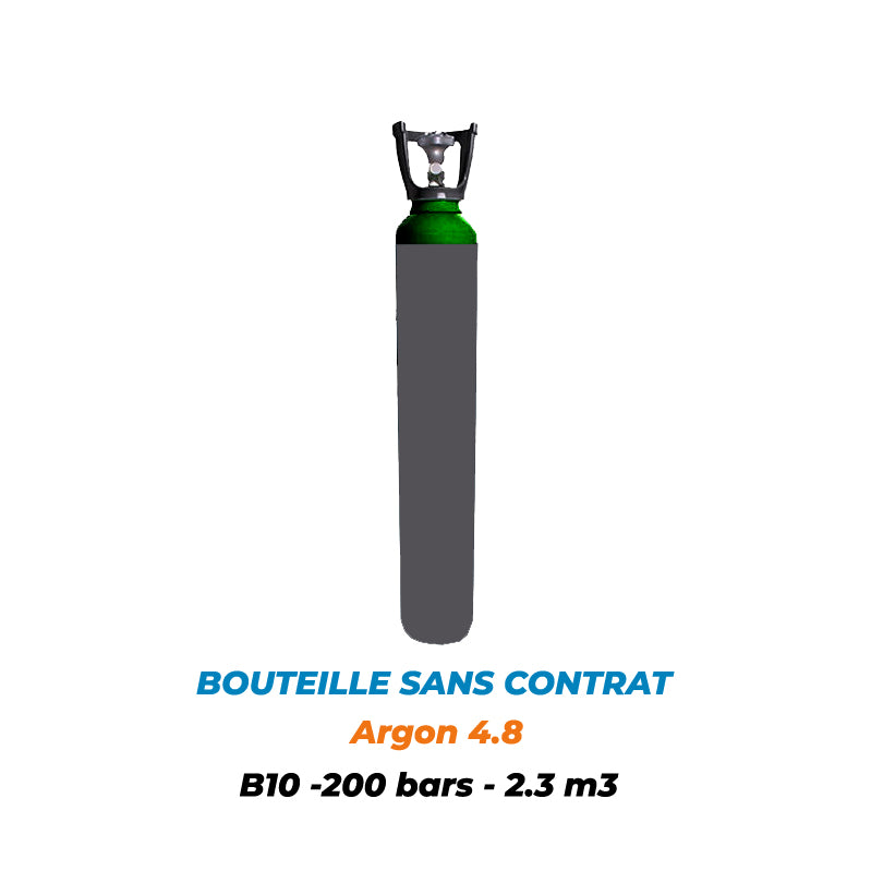 1-8B10AR23B-BOUTEILLE PLEINE B10 SANS CONTRAT -Argon 4.8 -2,3m3 -200 Bar- 10L - Gaz Industrie Solutions