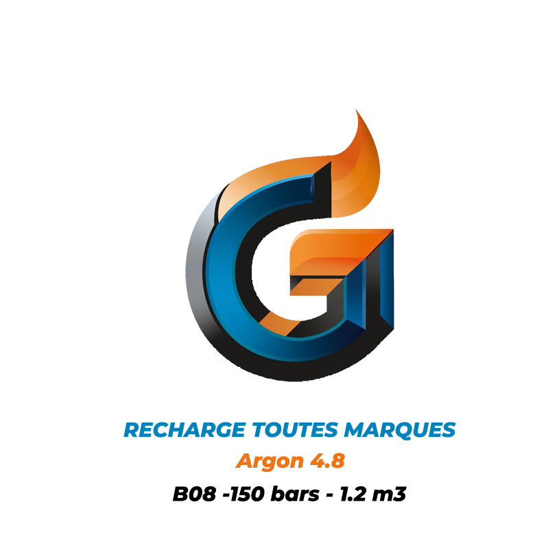 1-1B08AR12R-RECHARGE TOUTE MARQUES GAZ Argon 4.8 -1,2m3-150 Bar-8L - Gaz Industrie Solutions