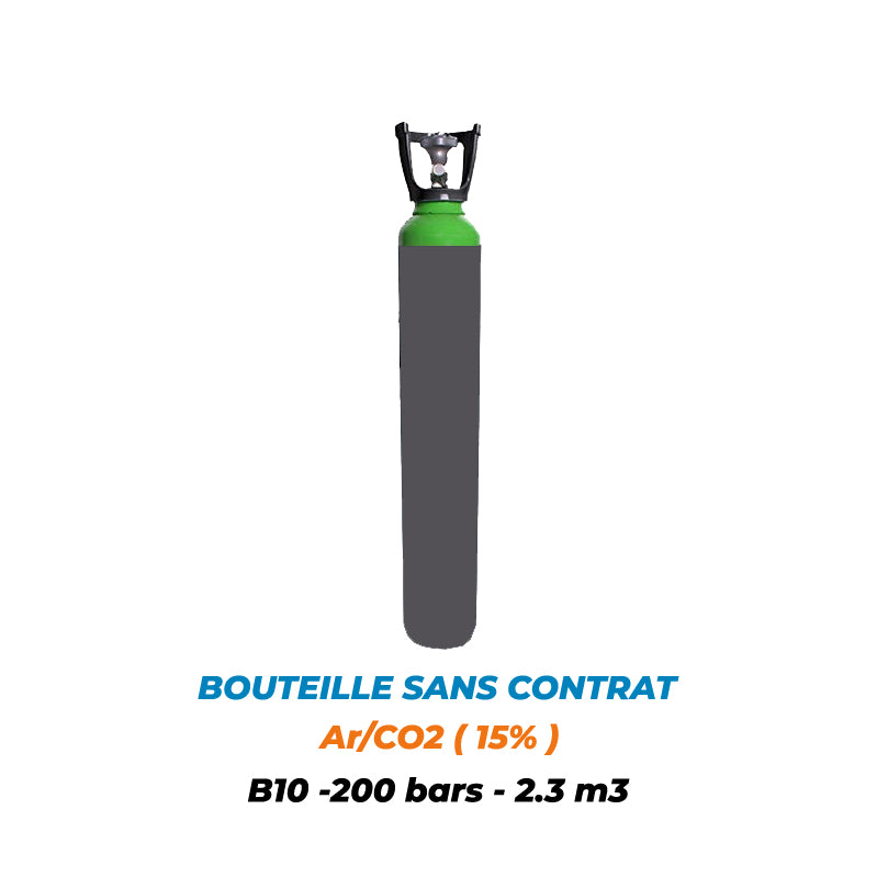 2-8B10C1523B-BOUTEILLE PLEINE B10 SANS CONTRAT -Argon/CO2 (15%) -2,3m3 -200 Bar- 10L - Gaz Industrie Solutions