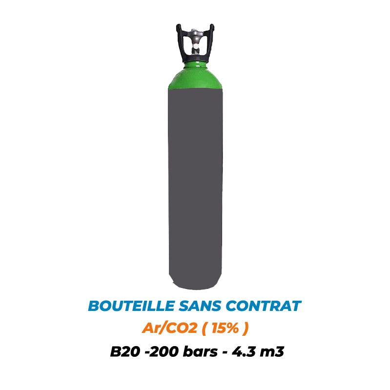 2-9B20C1543B-BOUTEILLE PLEINE B20 SANS CONTRAT -Argon/CO2 (15%) -4,3m3 -200 Bar- 20L - Gaz Industrie Solutions